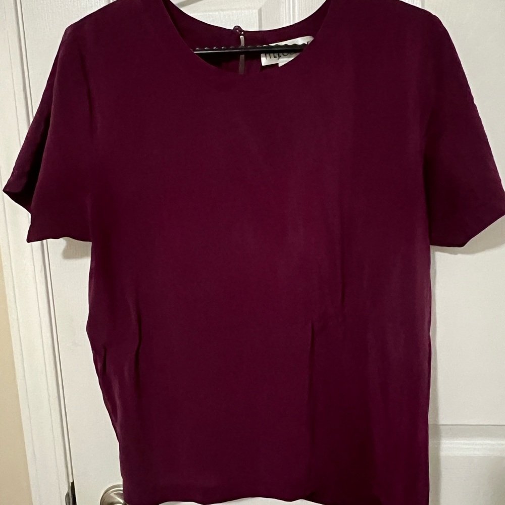 💜 M.J. Carroll vintage 100% silk magenta Women's Top size L